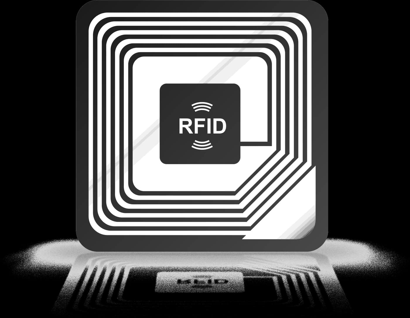 Una tessera RFID sopra un lettore