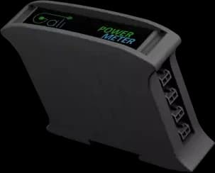 Il GALI Power Meter visto di tre quarti dall’alto, con i morsetti di collegamento sul fianco