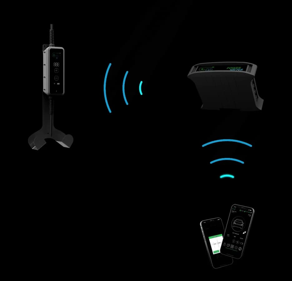 GALI BC nella sua staffa, in collegamento WiFi con il GALI Power Meter, che a sua volta comunica con l’app su smartphone